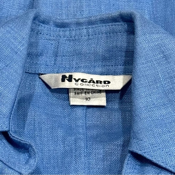 Nycard Collection Bright Sky Blue Linen Summer Chic Blazer Women’s Size 10 - Picture 6 of 9